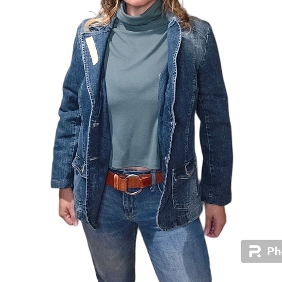 Calvin Klein Jackets & Blazers - CK Jean Jacket redesigned with velvet accents & skeleton ribcage/flower patch